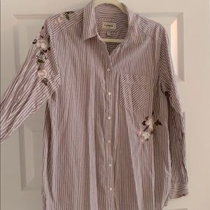 Express boyfriend dress shirt with fun detail!